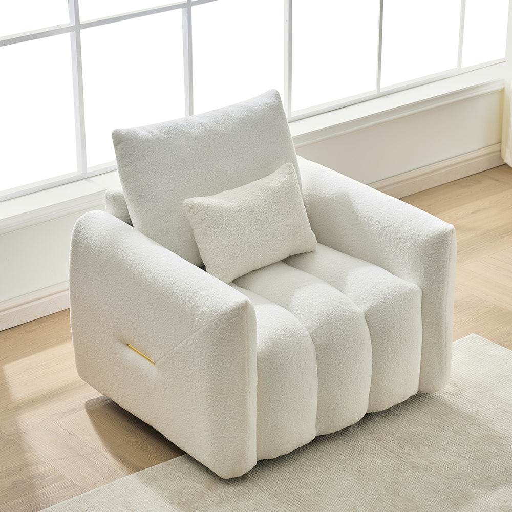 Eeeza Modern Lounge Chair with Pillow, Teddy Fabric