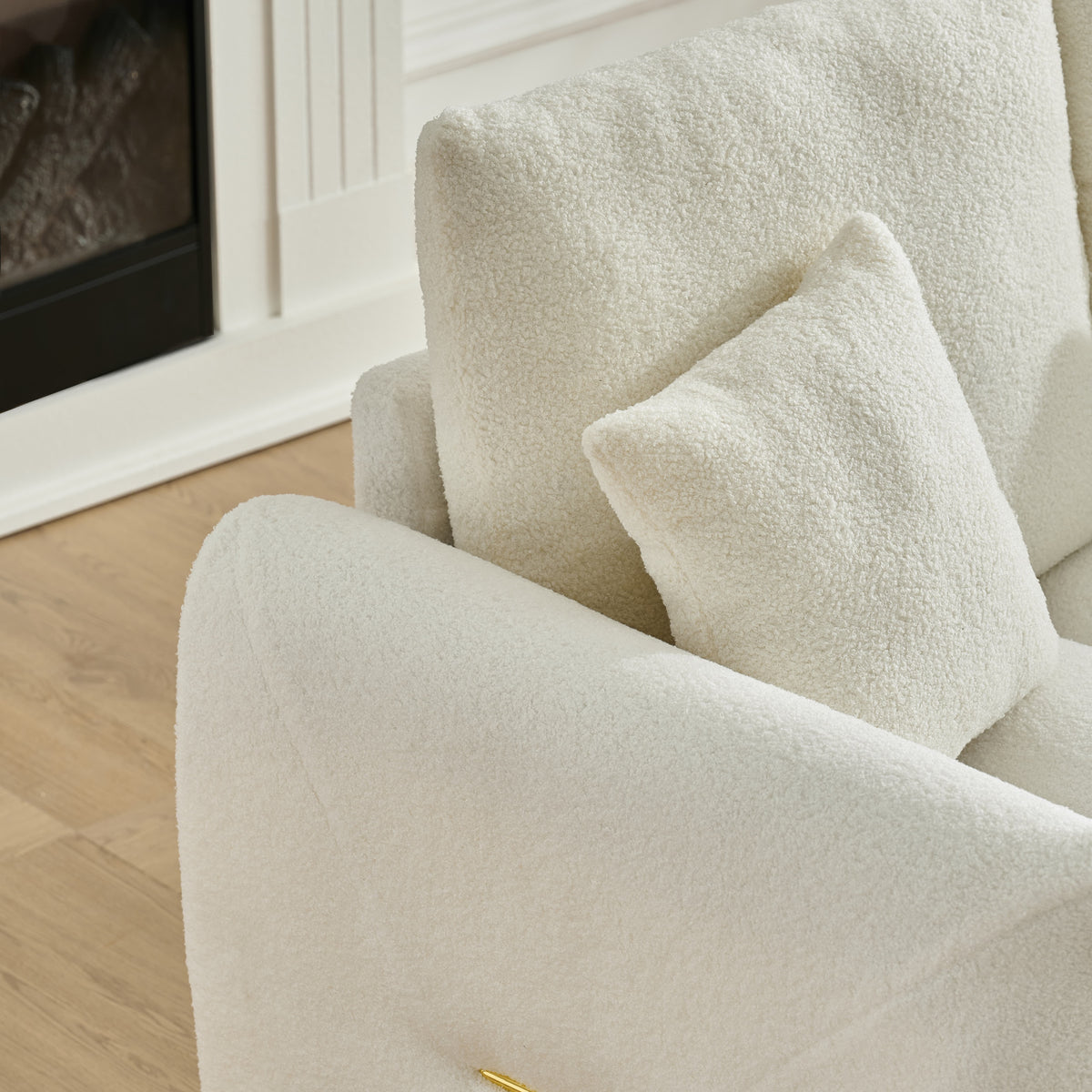 Eeeza Modern Lounge Chair with Pillow, Teddy Fabric
