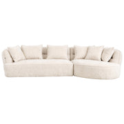 Eeeza Modern Curved Modular Sofa, 3-seater, Chenille, White