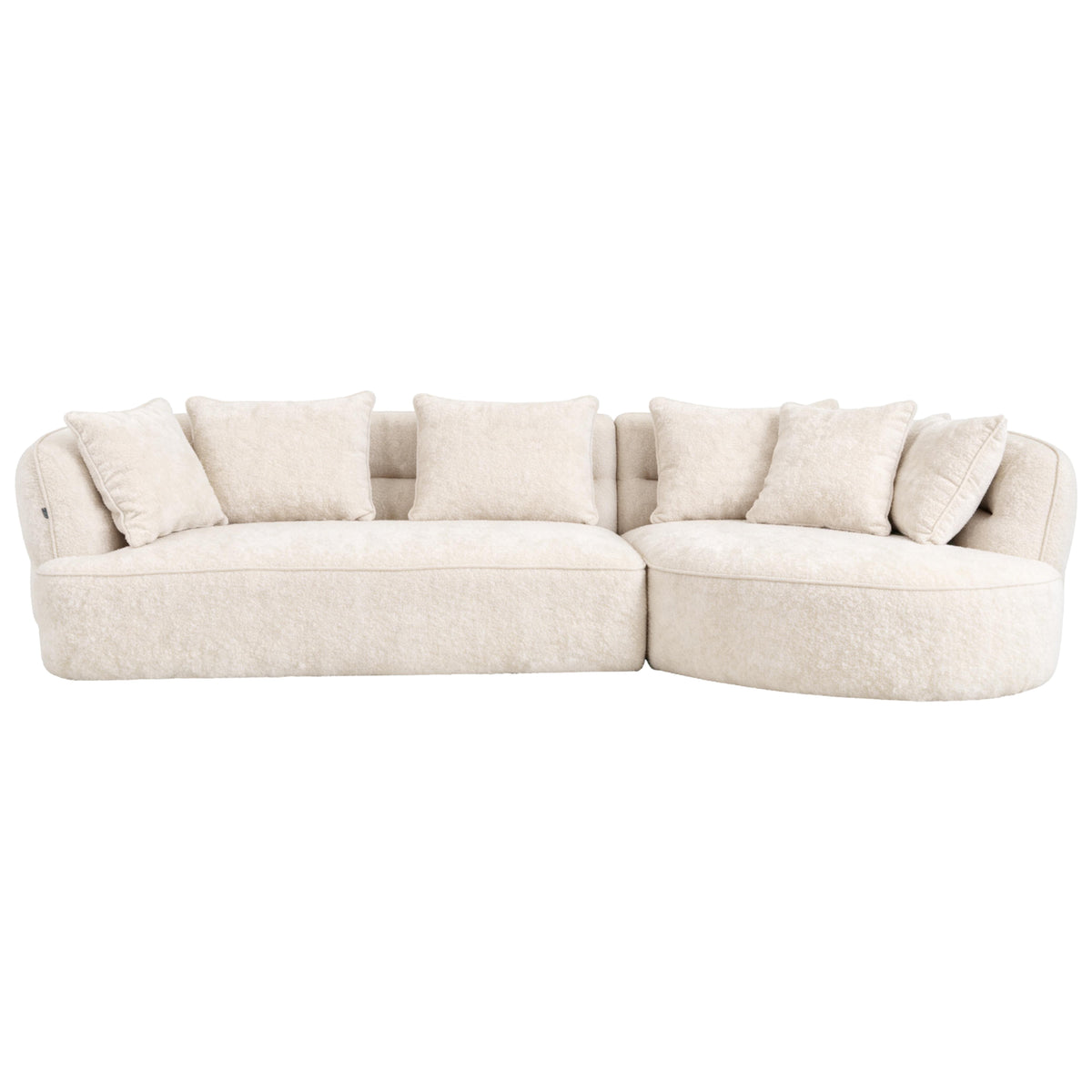 Eeeza Modern Curved Modular Sofa, 3-seater, Chenille, White