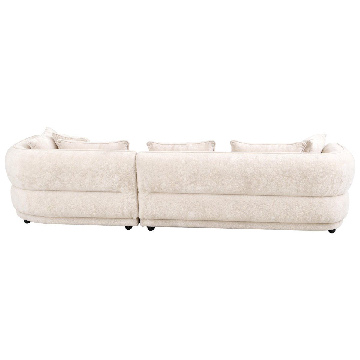 Eeeza Modern Curved Modular Sofa, 3-seater, Chenille, White
