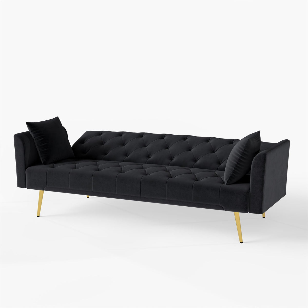 Modern Foldable Sleeper Sofa with Tufted, Velvet, 181cm Length