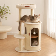 Multi-Layer Cat Tree with Scratching Post & Cat Bed, 2-in-1 Cat Tower