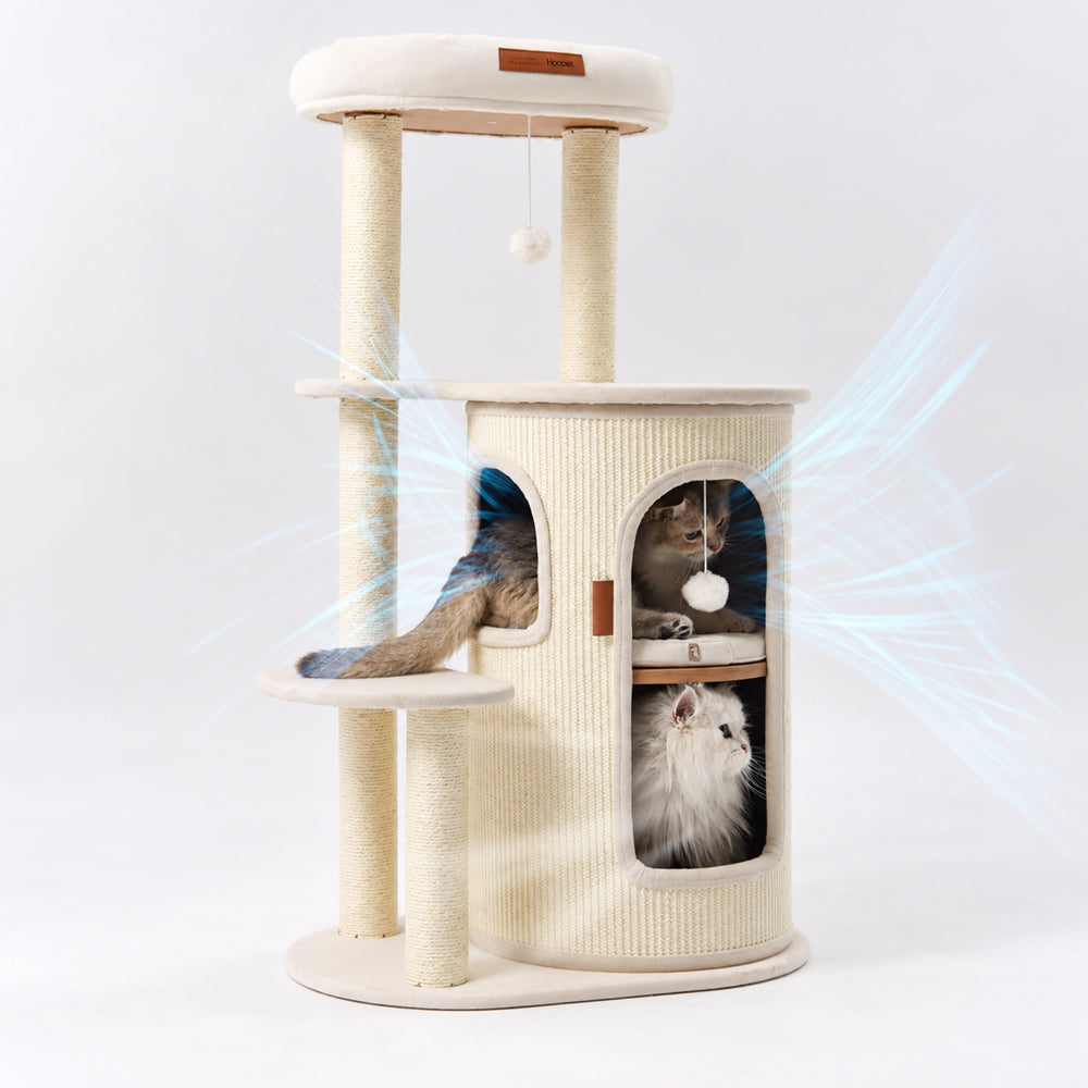Multi-Layer Cat Tree with Scratching Post & Cat Bed, 2-in-1 Cat Tower