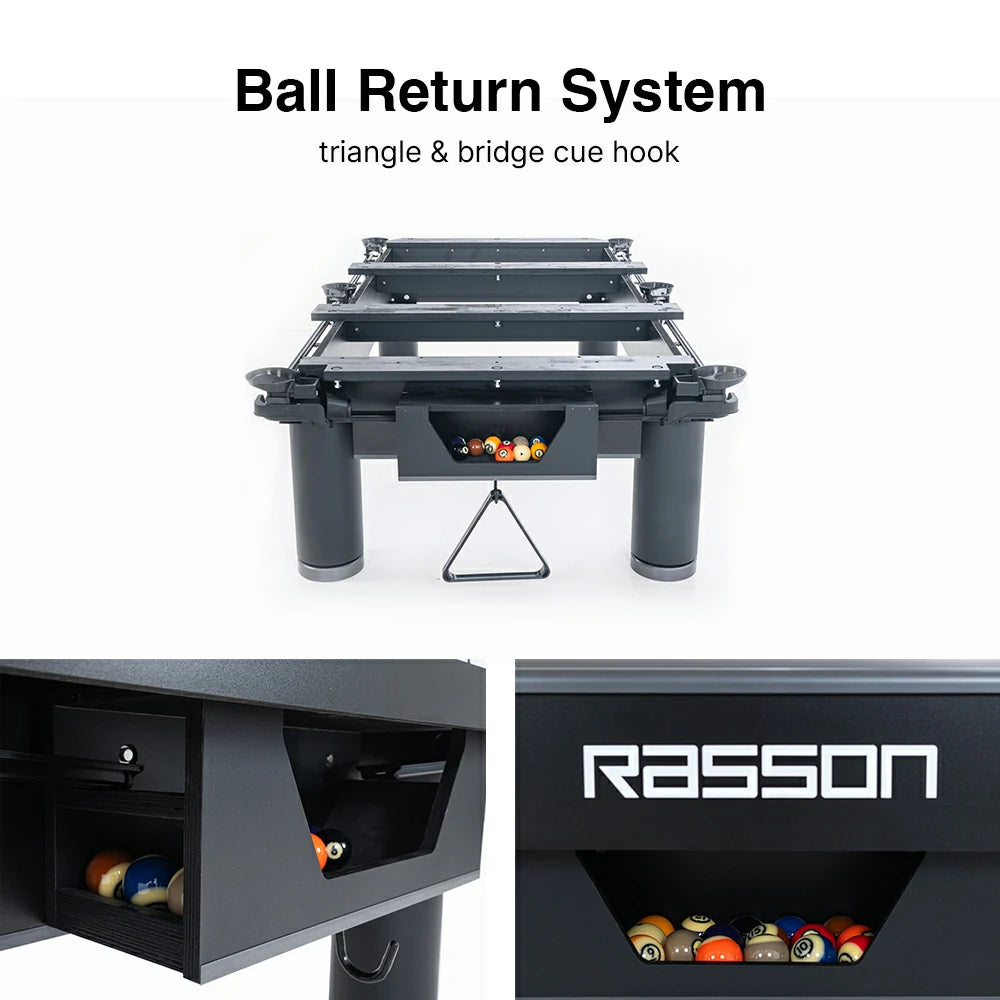 RASSON Iron Man American Pool Table, 9ft