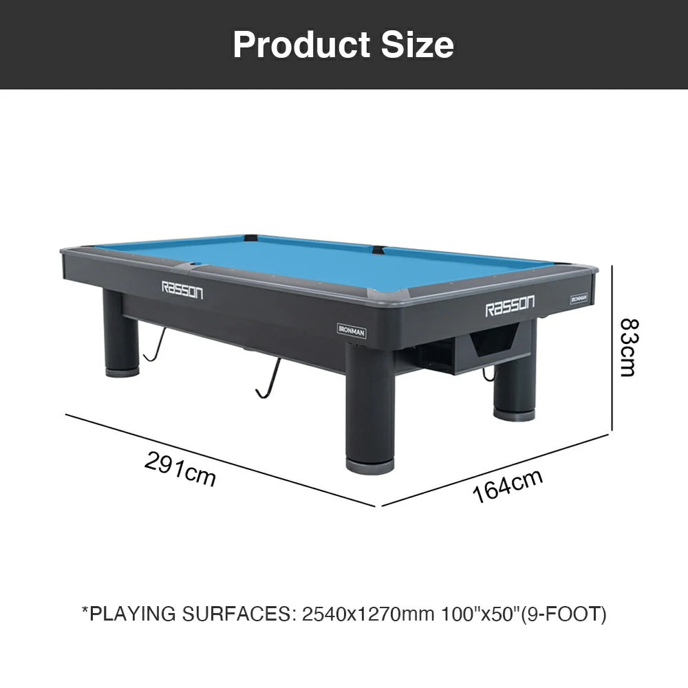 RASSON Iron Man American Pool Table, 9ft
