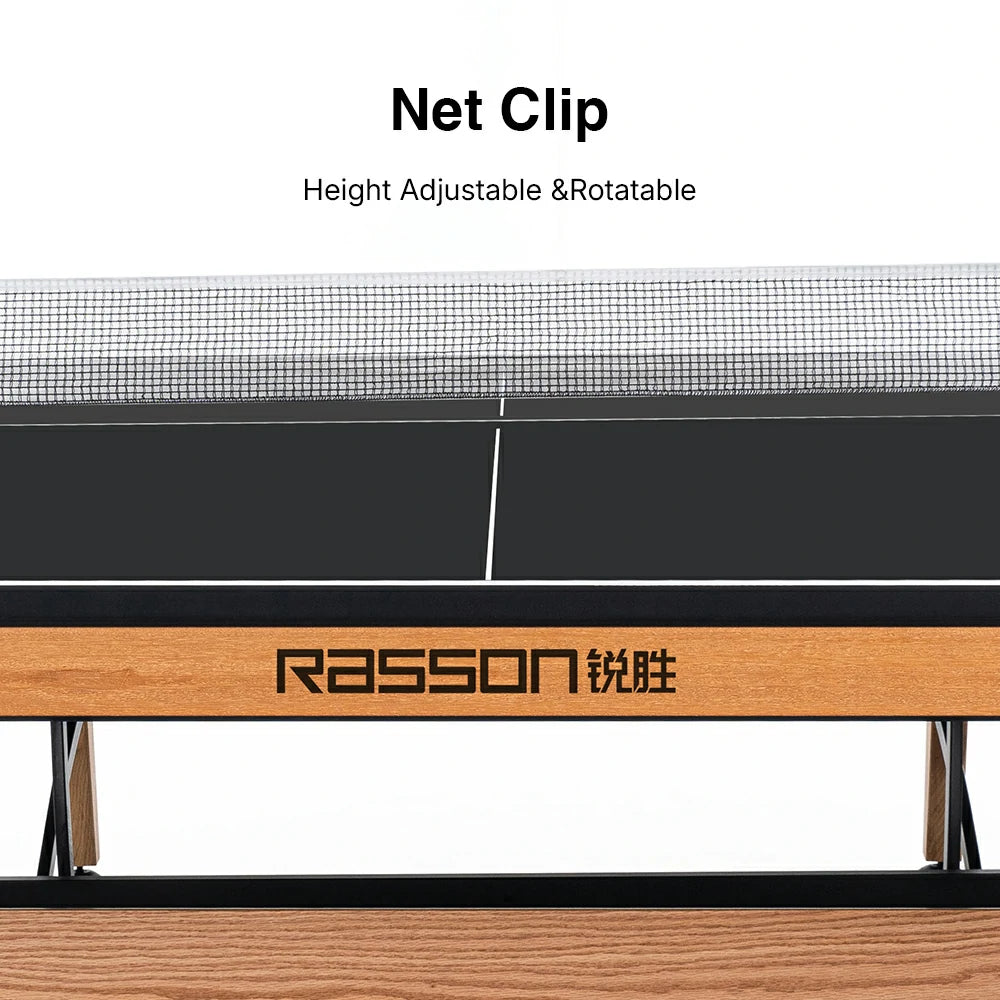 RASSON R-T03 Foldable Wood Table Tennis Table for Indoor, Oak, 9ft