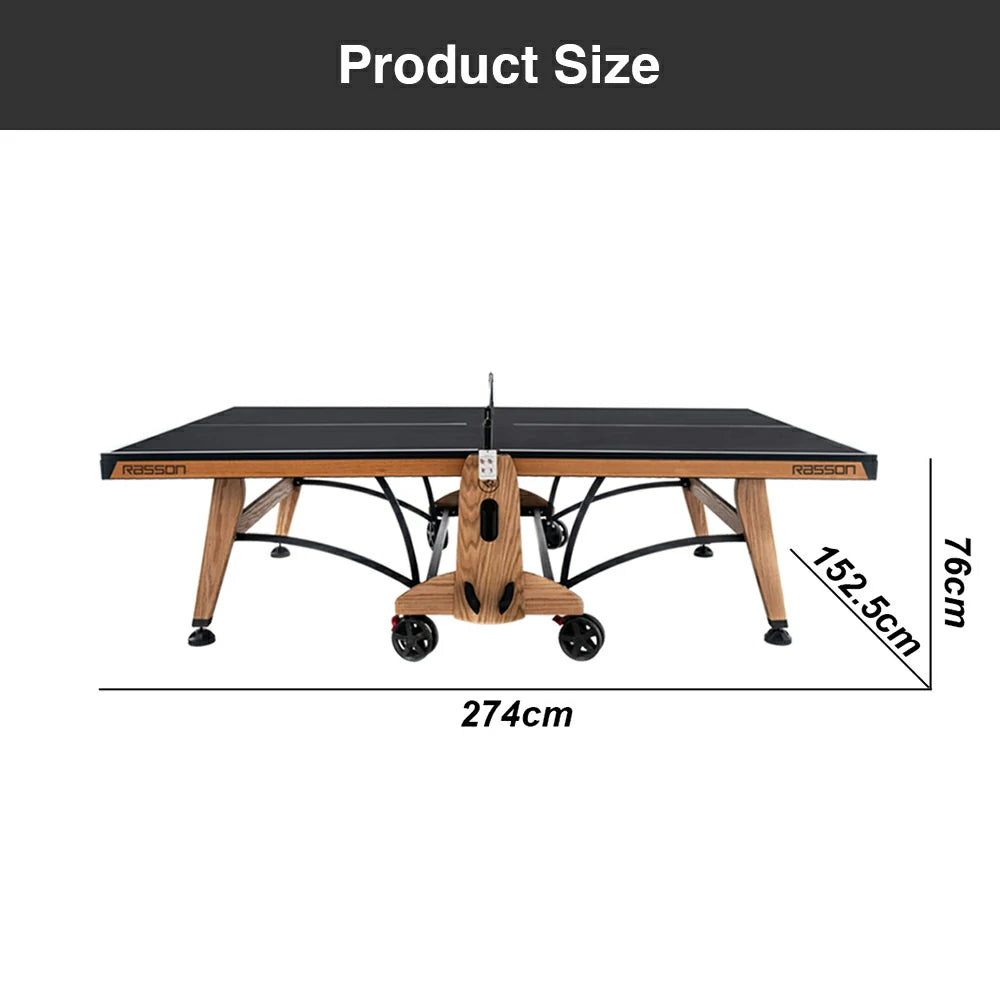 RASSON R-T03 Foldable Wood Table Tennis Table for Indoor, Oak, 9ft