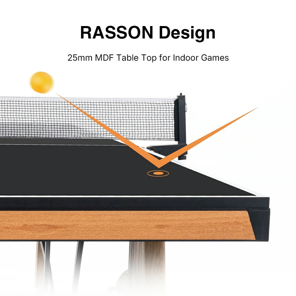 RASSON R-T03 Foldable Wood Table Tennis Table for Indoor, Oak, 9ft