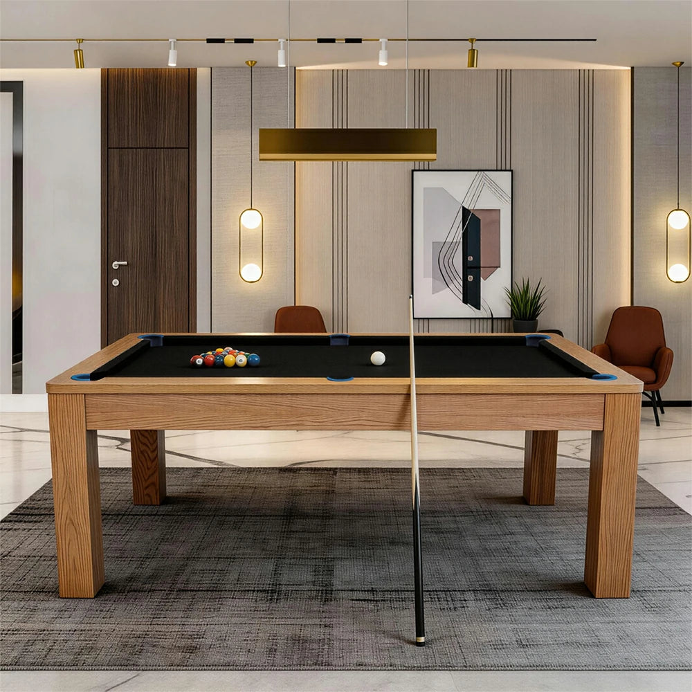 RASSON P4 English Pool Table with Dining Top, Solid Wood, 7ft