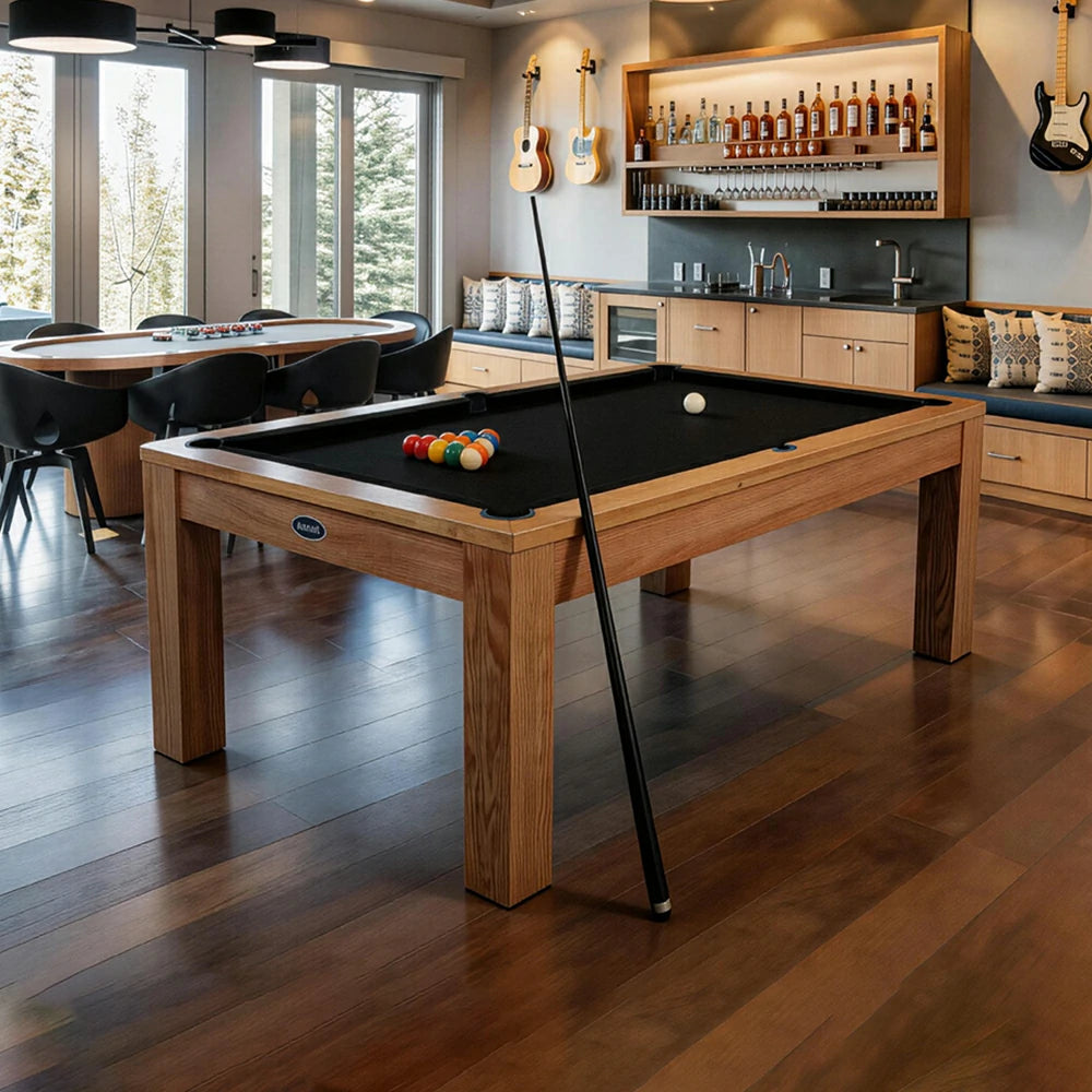 RASSON P4 English Pool Table with Dining Top, Solid Wood, 7ft