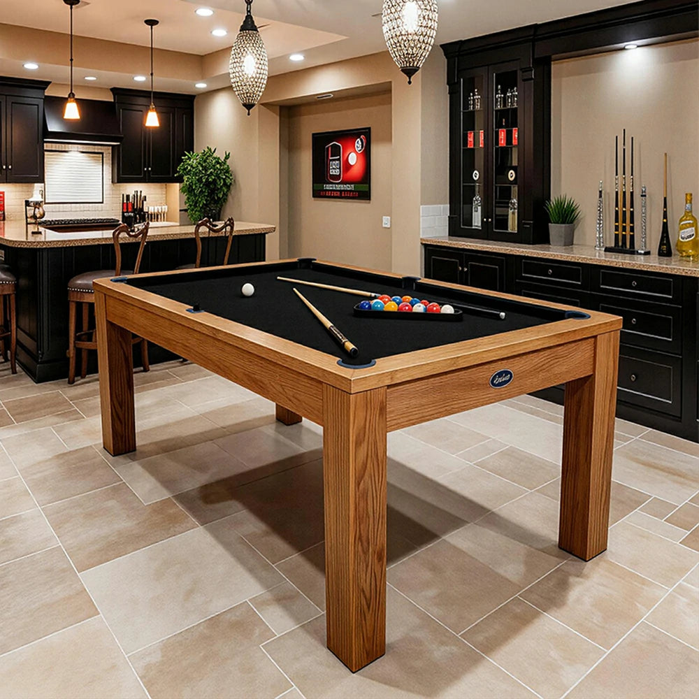RASSON P4 English Pool Table with Dining Top, Solid Wood, 7ft