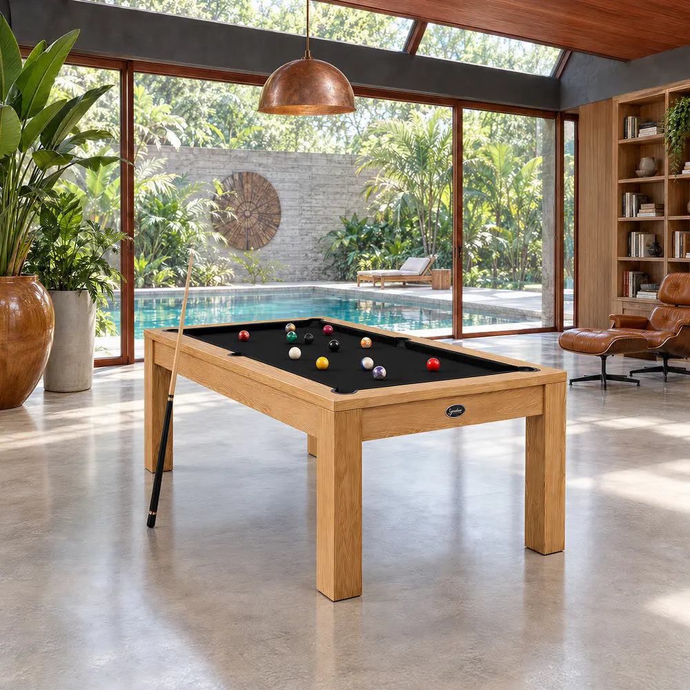 RASSON P4 English Pool Table with Dining Top, Solid Wood, 7Ft