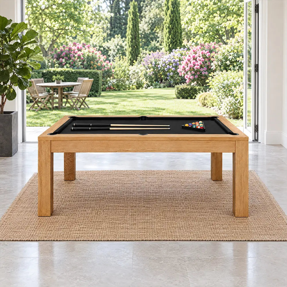 RASSON P4 English Pool Table with Dining Top, Solid Wood, 7Ft