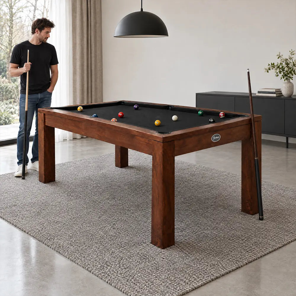RASSON P4 English Pool Table with Dining Top, Solid Wood, 7Ft