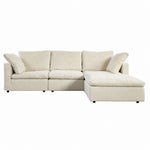 Eeeza Modular Sectional Sofa with Ottoman, 3-seater, Chenille, White