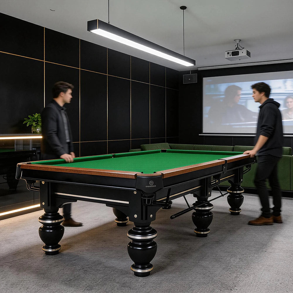 RASSON Strong II Chinese Pool Table with Cues, 9ft, Black
