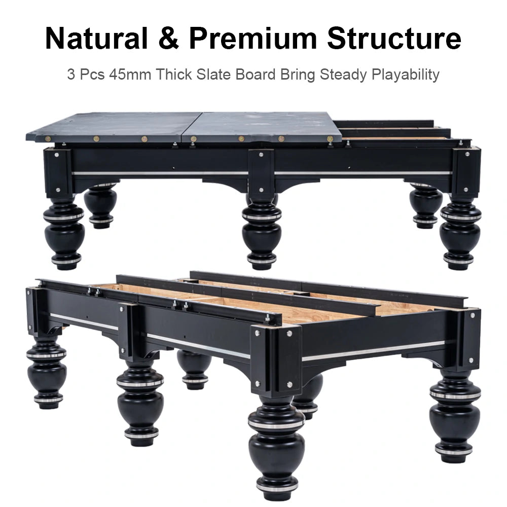 RASSON Strong II Chinese Pool Table with Cues, 9ft, Black
