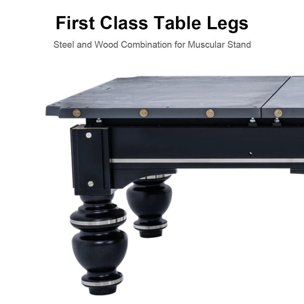 RASSON Strong II Chinese Pool Table with Cues, 9ft, Black