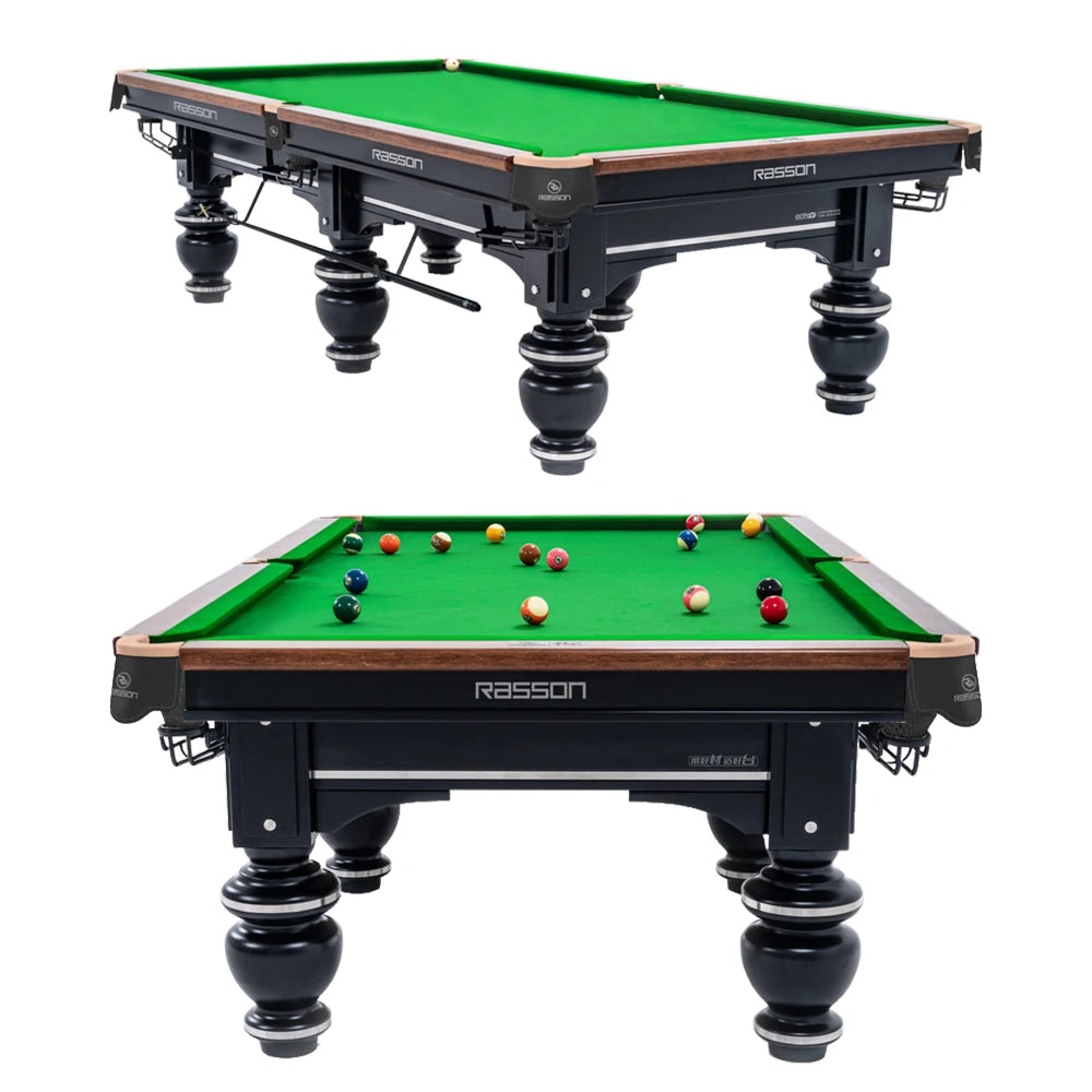 RASSON Strong II Chinese Pool Table with Cues, 9ft, Black