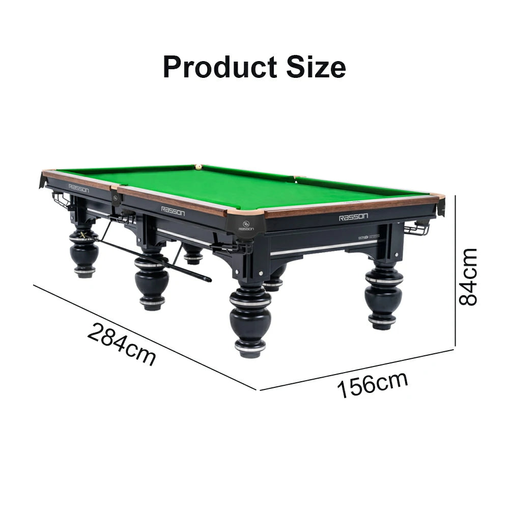 RASSON Strong II Chinese Pool Table with Cues, 9ft, Black