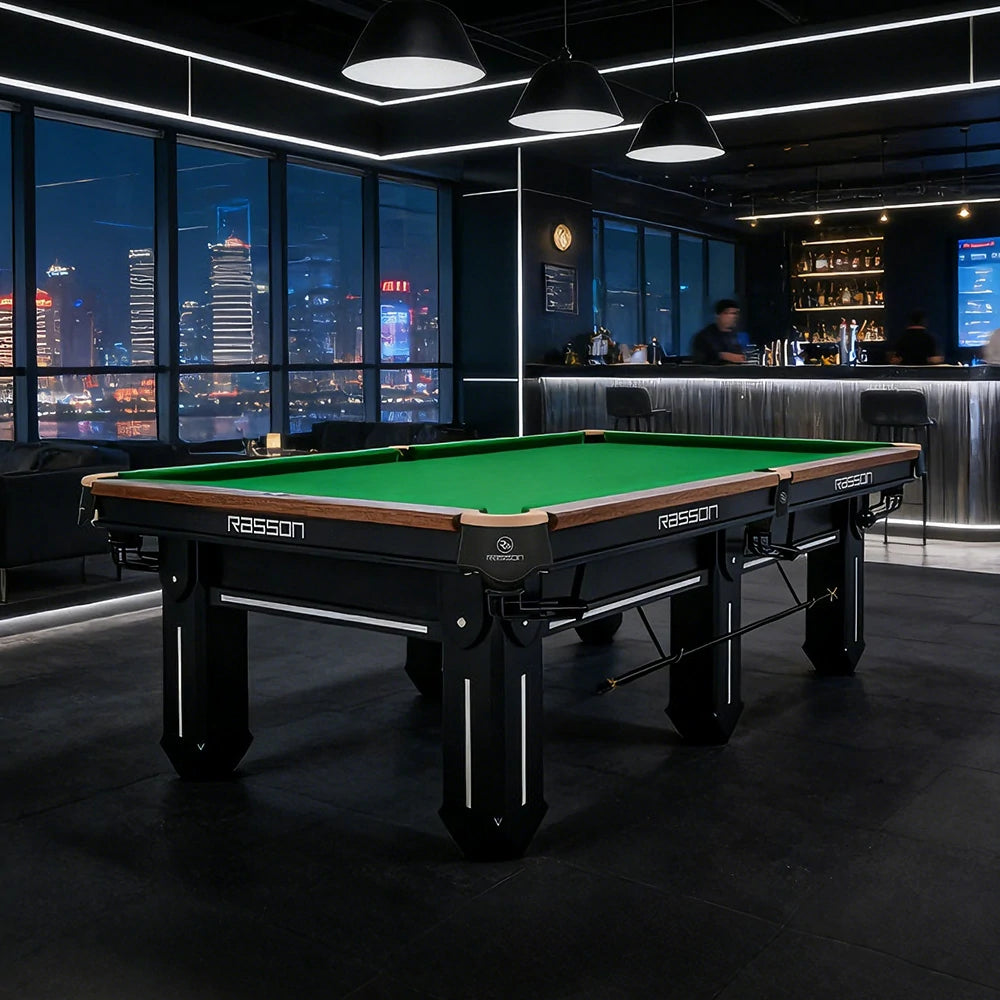 RASSON Sword II Chinese Pool Table, Slate Bed, Steel-Wood Frame, 9ft