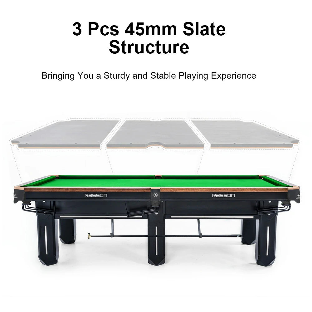 RASSON Sword II Chinese Pool Table, Slate Bed, Steel-Wood Frame, 9ft