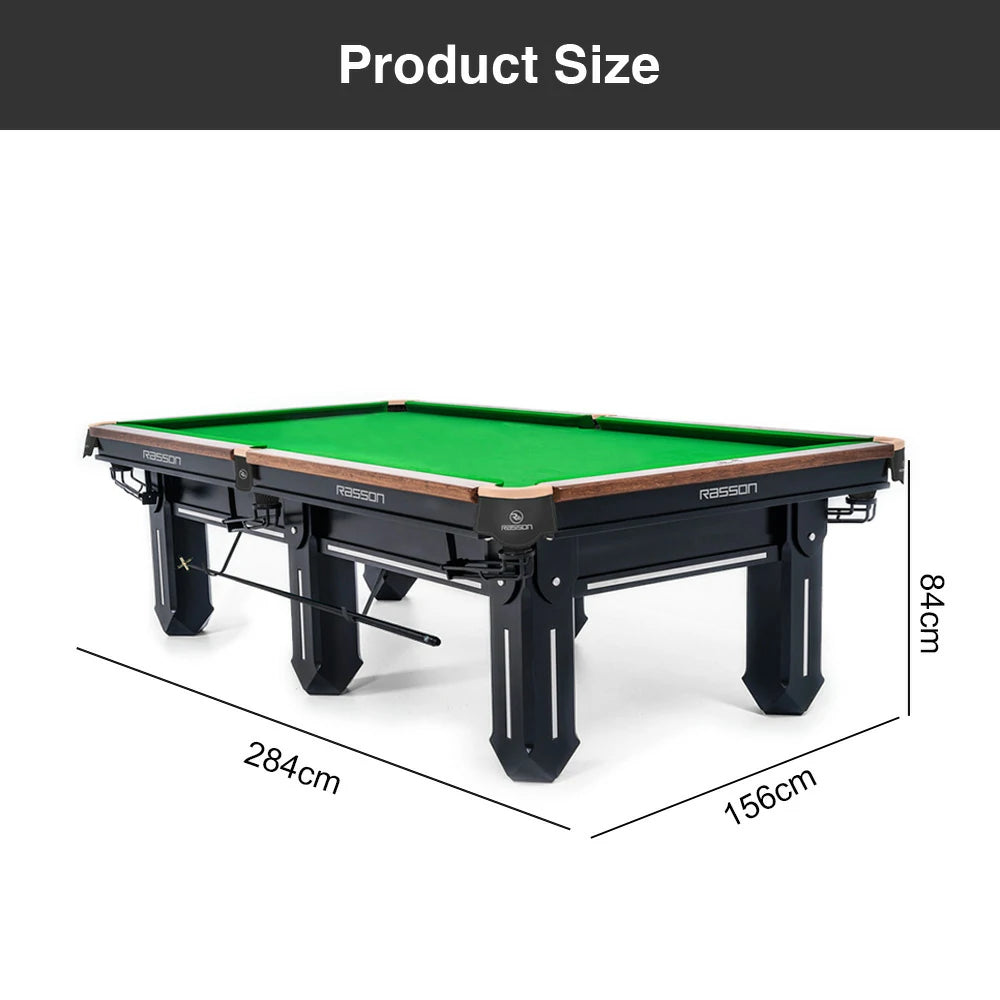 RASSON Sword II Chinese Pool Table, Slate Bed, Steel-Wood Frame, 9ft