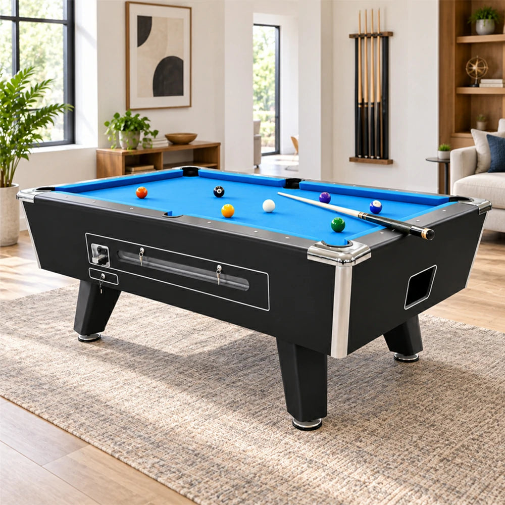 Coin-Operated Billiard Table, Complete with All Accessories, 7FT