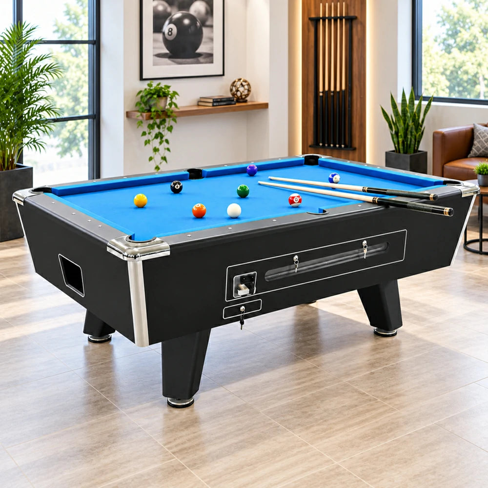 Coin-Operated Billiard Table, Complete with All Accessories, 7FT