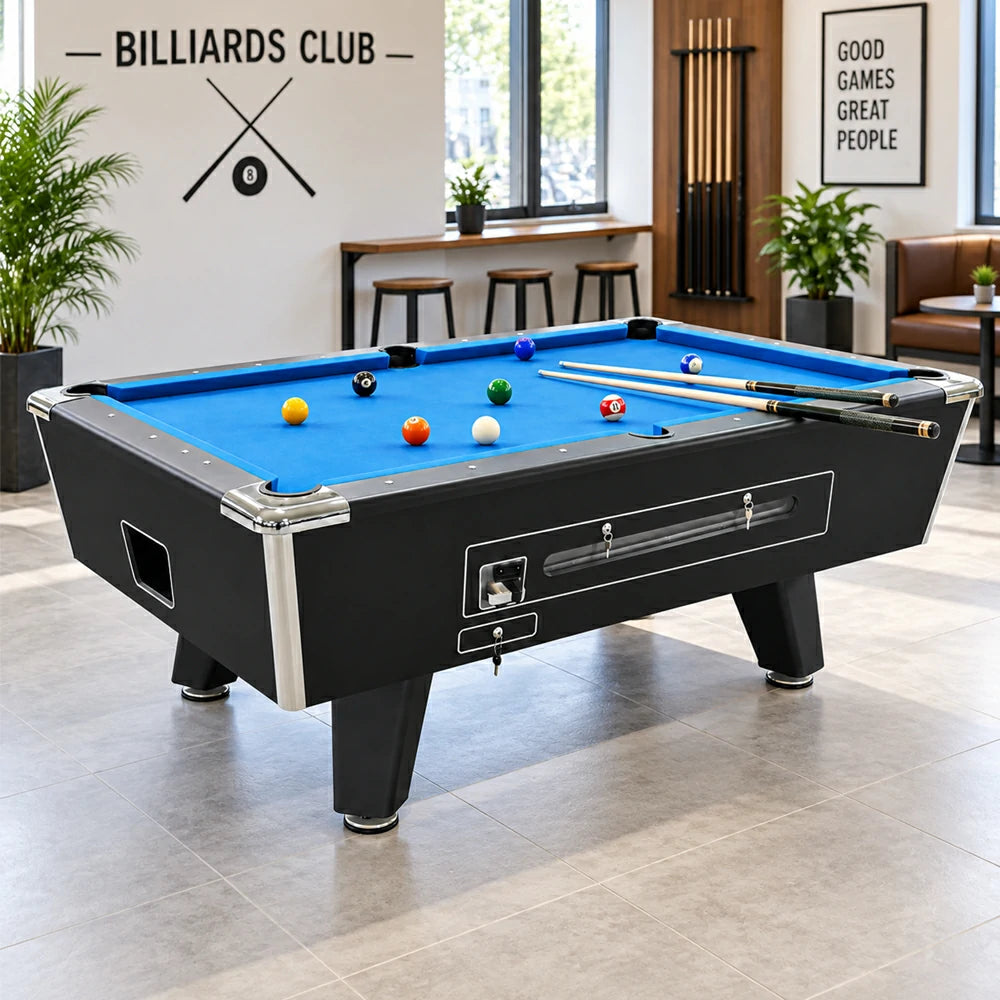 Coin-Operated Billiard Table, Complete with All Accessories, 7FT
