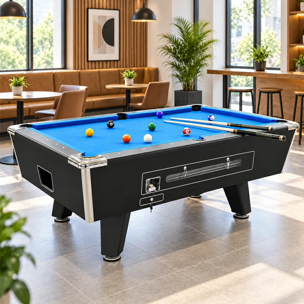 Coin-Operated Billiard Table, Complete with All Accessories, 7FT