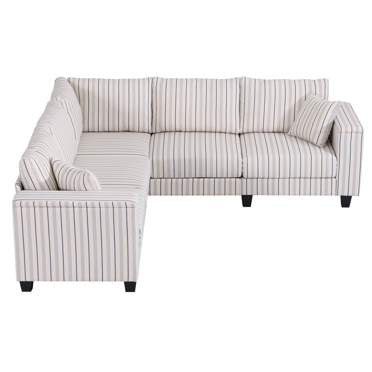 Eeeza L-Shaped Deep Sectional Sofa with Armrest Storage, 5-Seater