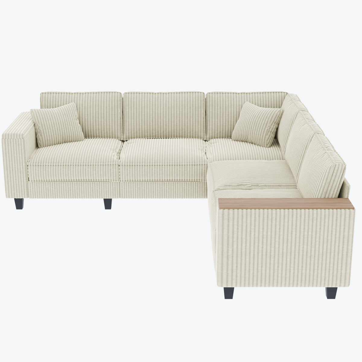 Eeeza L-Shaped Deep Sectional Sofa with Armrest Storage, 5-Seater