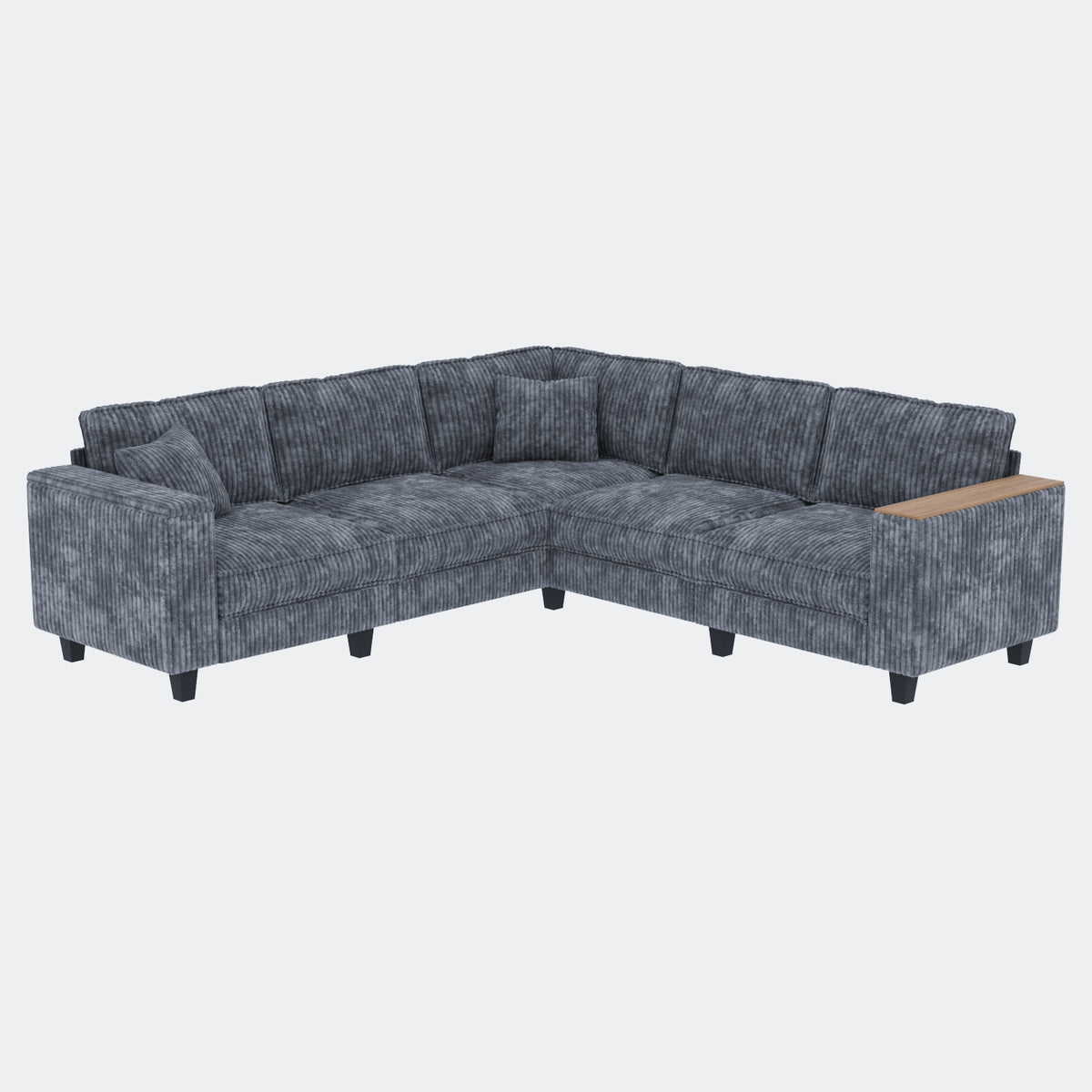 Eeeza L-Shaped Deep Sectional Sofa with Armrest Storage, 5-Seater