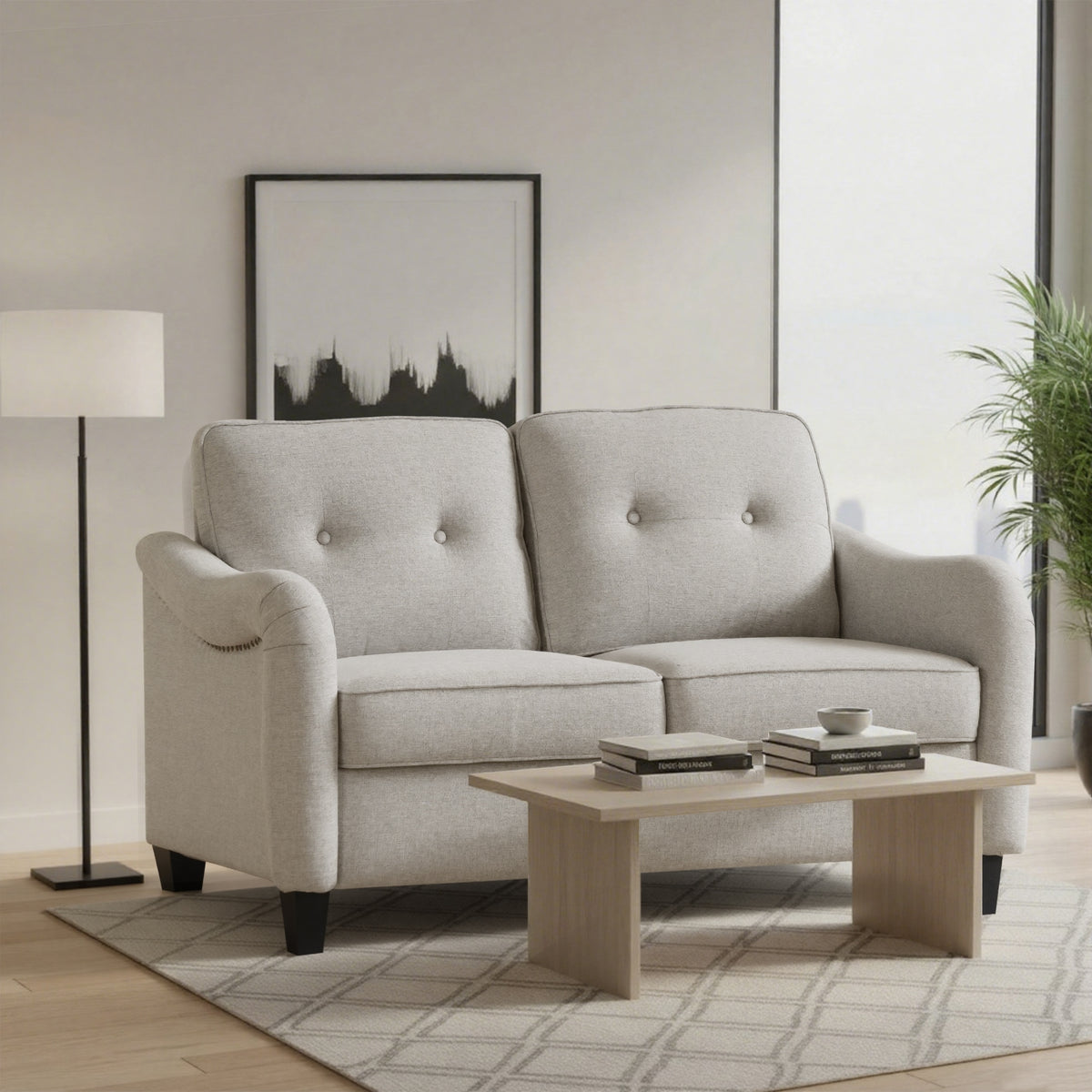 Eeeza Modern Sofa Set with 3-Seater, Loveseat and Armchair, Polyester
