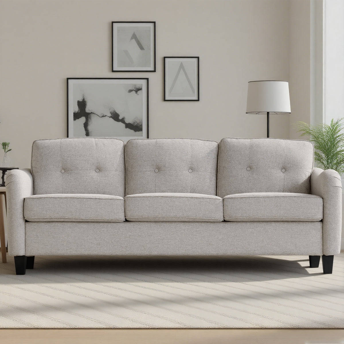 Eeeza Modern Sofa Set with 3-Seater, Loveseat and Armchair, Polyester