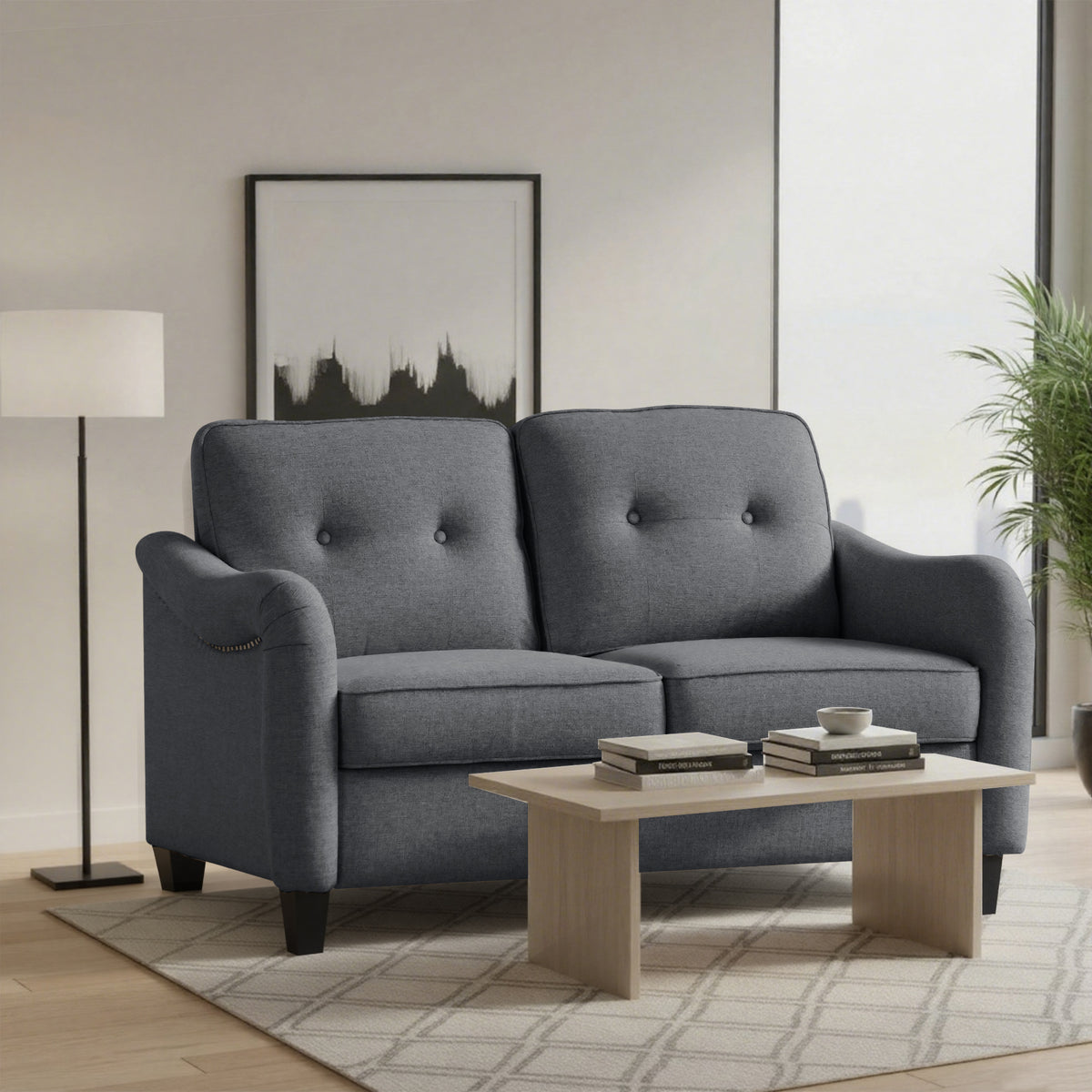 Eeeza Modern Sofa Set with 3-Seater, Loveseat and Armchair, Polyester