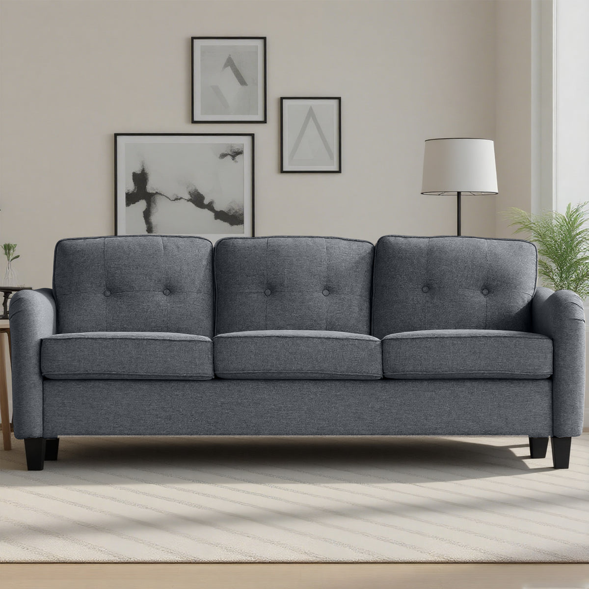 Eeeza Modern Sofa Set with 3-Seater, Loveseat and Armchair, Polyester