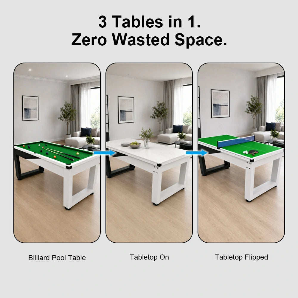 Pool Table with Marble Slate, Iron Legs and Complete Accessories, 8ft