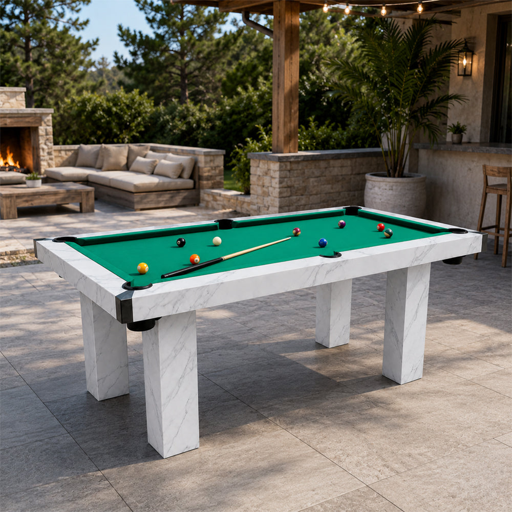 Eeeza Billiard Pool Table for Outdoor, Marble, Weatherproof