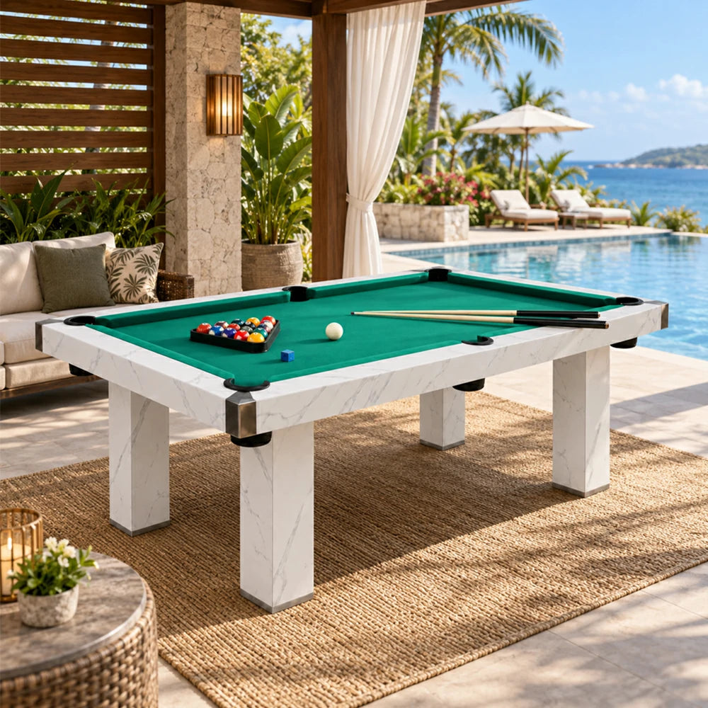 Eeeza Billiard Pool Table for Outdoor, Marble, Weatherproof
