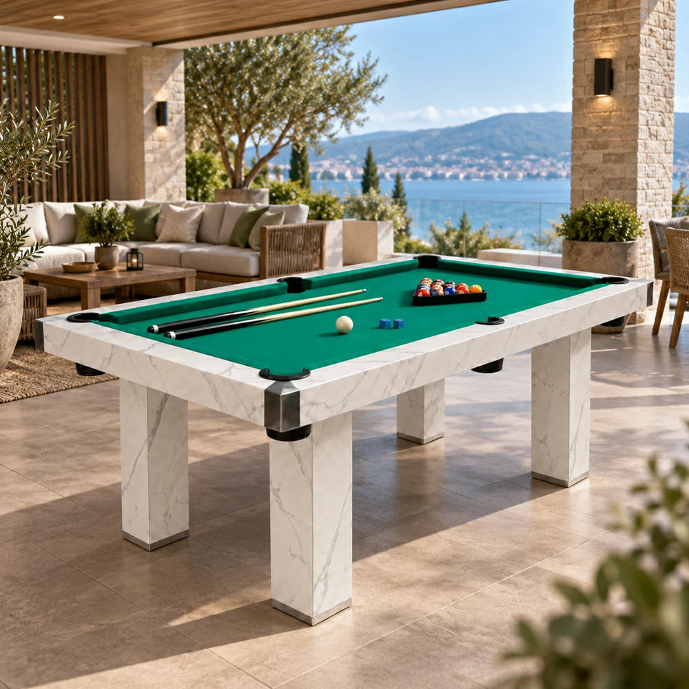 Eeeza Billiard Pool Table for Outdoor, Marble, Weatherproof