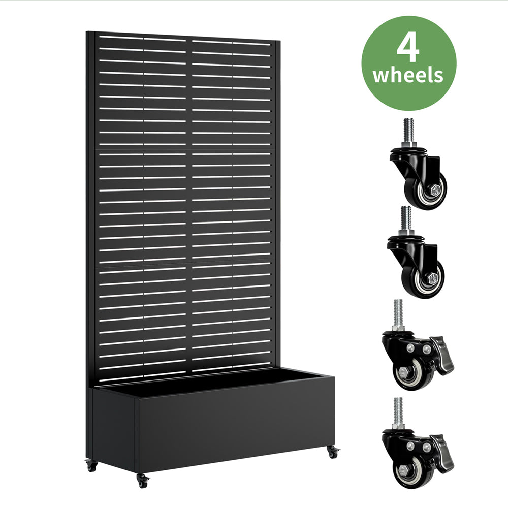 Eeeza Outdoor Flower Rack with Trellis and Wheels for Patio, Metal