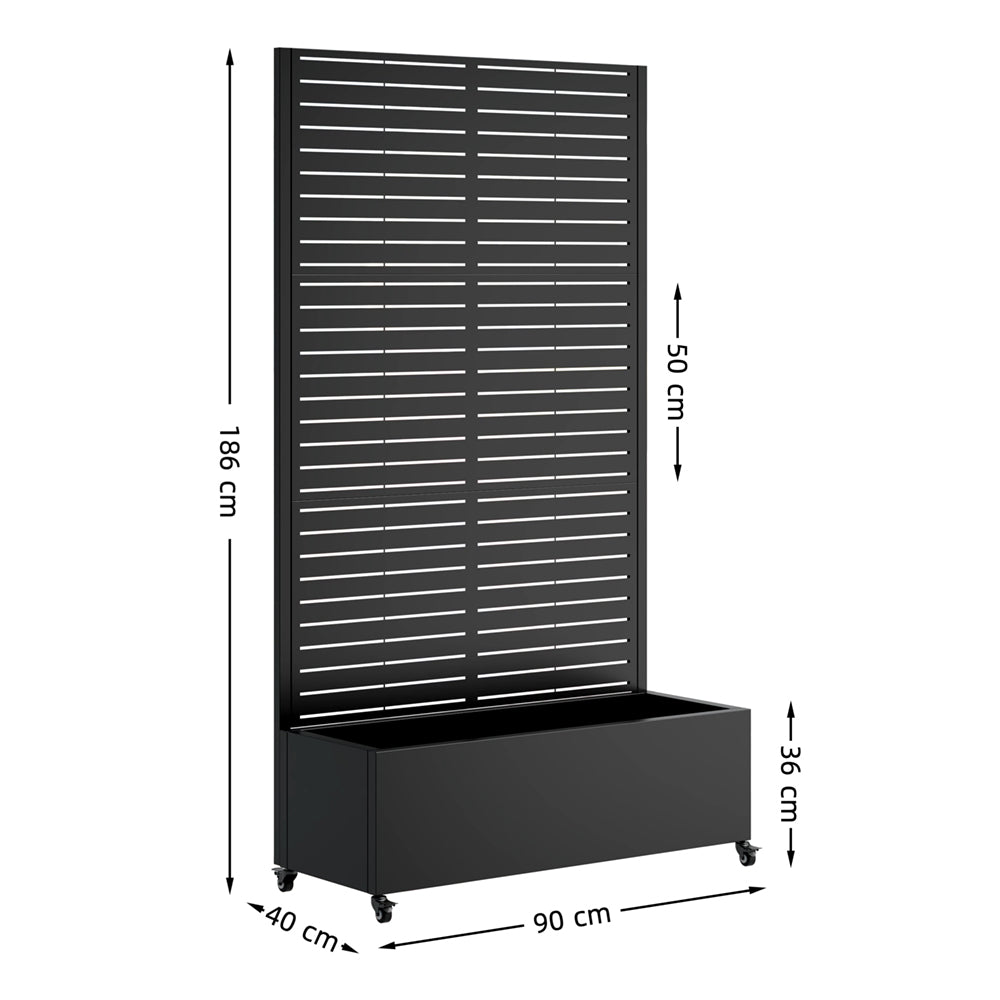 Eeeza Outdoor Flower Rack with Trellis and Wheels for Patio, Metal