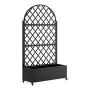 Eeeza Outdoor Flower Rack with Trellis and Wheels for Patio, Metal