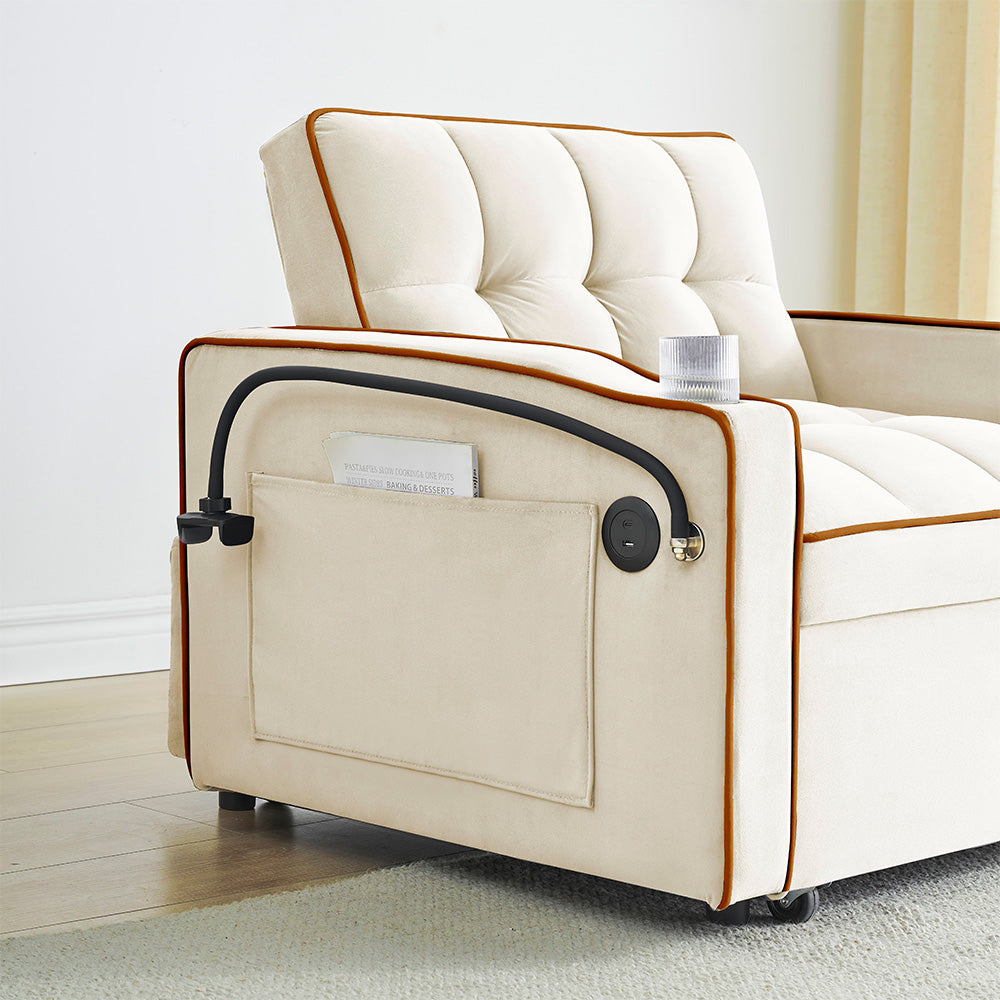 Single-seater Sofa Bed with USB Ports and a Phone Holder, 1.9m Length
