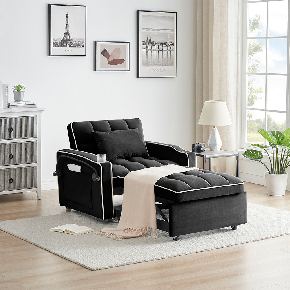 Single-seater Sofa Bed with USB Ports and a Phone Holder, 1.9m Length