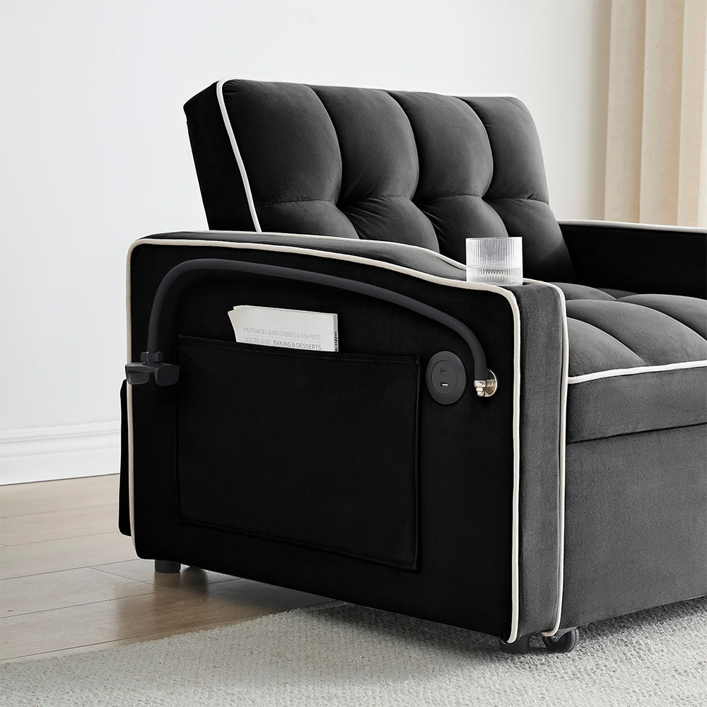 Single-seater Sofa Bed with USB Ports and a Phone Holder, 1.9m Length