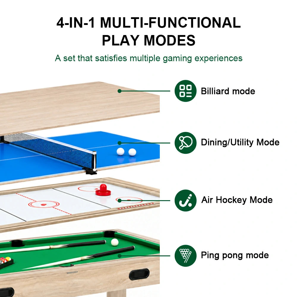 Eeeza 4-in-1 Multi-functional Game Table with Full Accessories, 7ft